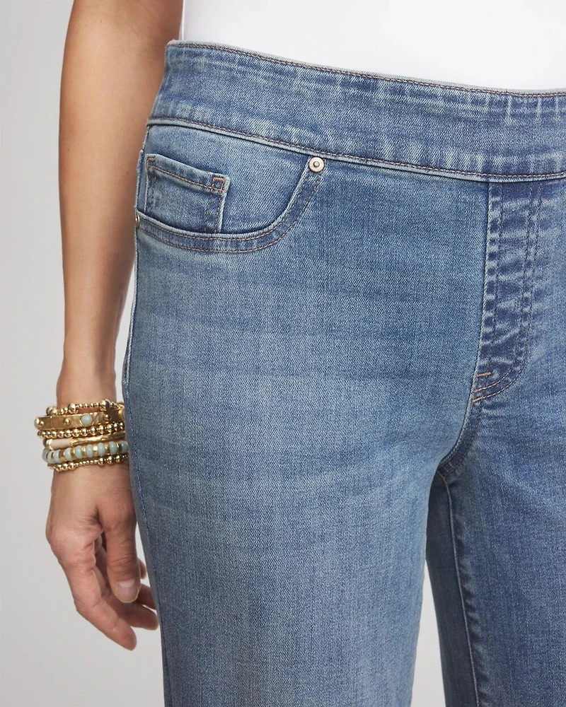 Pull-On Straight Cropped Jeans