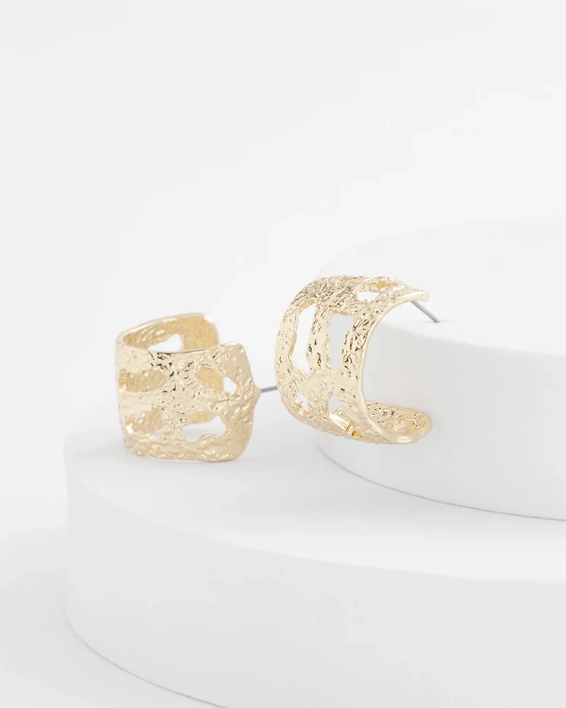 No Droop® Cutout Goldtone Hoop Earrings