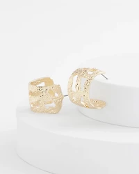 No Droop® Cutout Goldtone Hoop Earrings