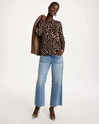 Animal Print Stretch-Cotton Boatneck Tee