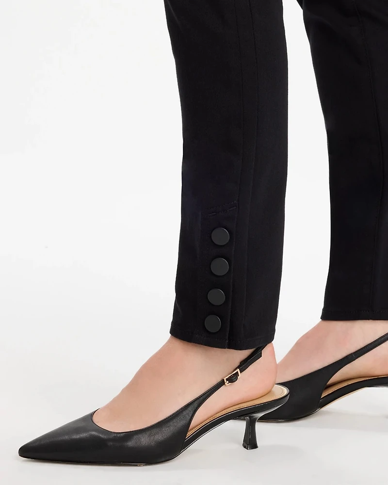 Girlfriend Slim Faux Leather Hem Ankle Jeans
