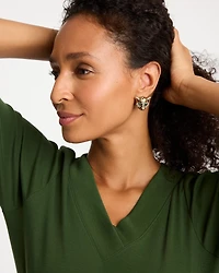 Green Eyed Leopard Clip-On Earrings
