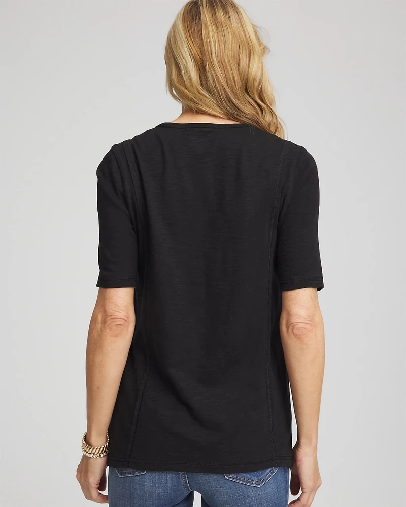 Slub Paneled Elbow Tee