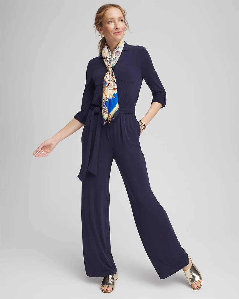 Belted Jersey Maxi Jumpsuit