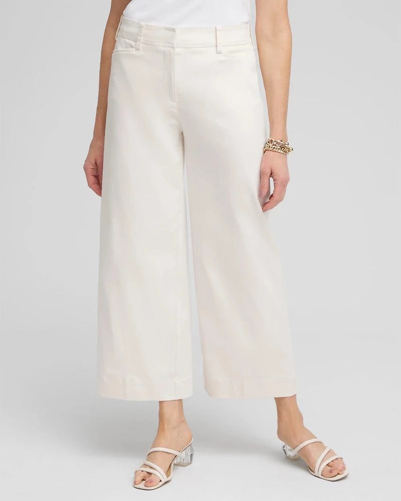 Cotton Sateen Cropped Pants