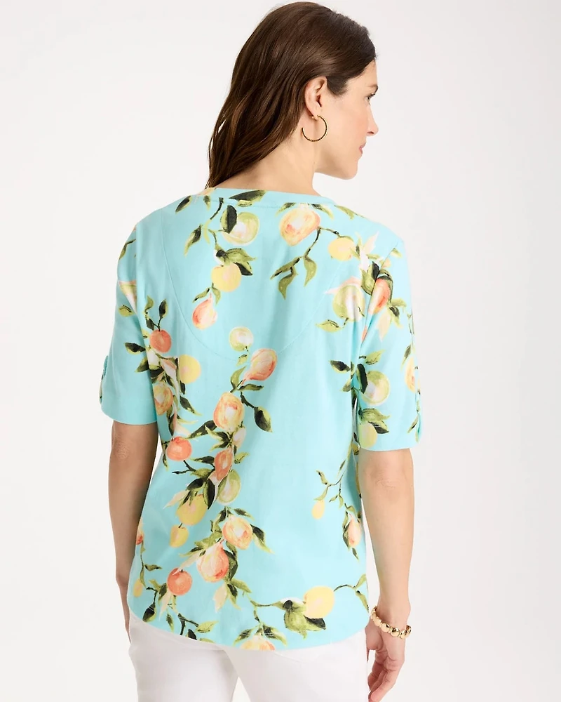 Pima Printed Elbow-Sleeve Tee