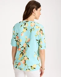 Pima Printed Elbow-Sleeve Tee