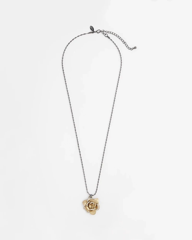 Gold Tone Flower Pendant Necklace