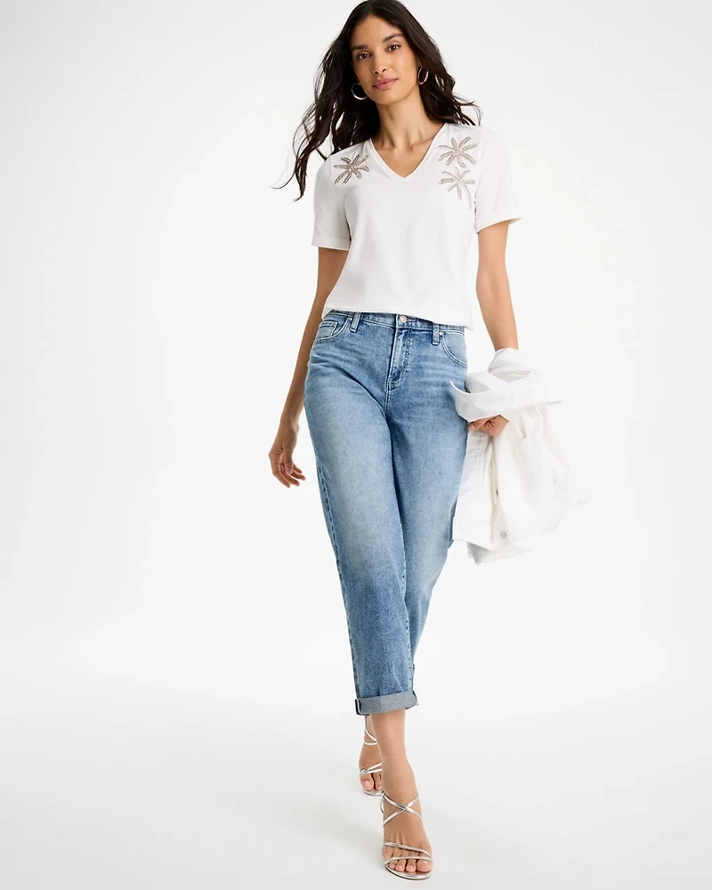 Cotton Stretch Palm Sequin Tee