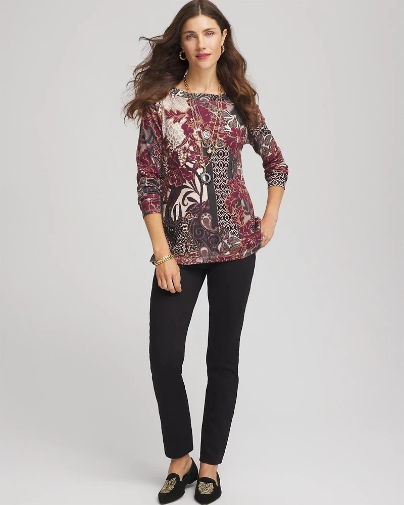 Printed Pima Cotton Bateau-Neck Tee