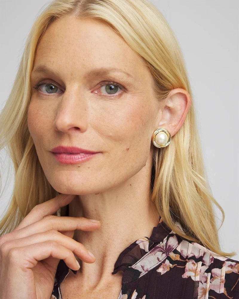 Faux Pearl Clip-On Stud Earrings