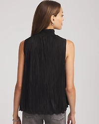 Pleated Smocked Tie-Neck Top
