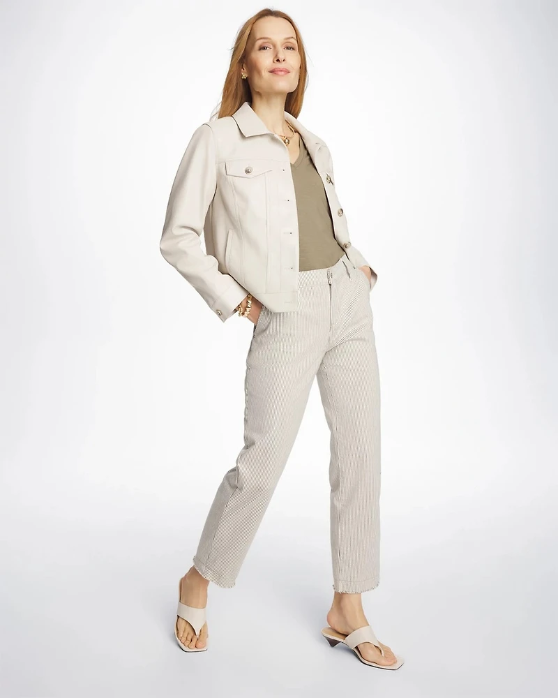 Stripe Girlfriend Straight Ankle Jeans