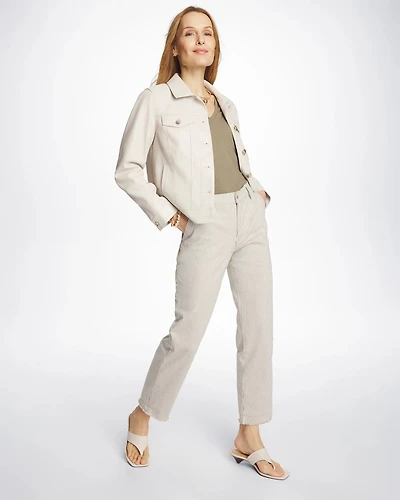 Stripe Girlfriend Straight Ankle Jeans