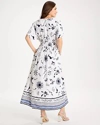 Petite Slub Flutter-Sleeve Vacation Dress