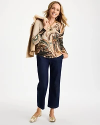 Lurex Paisley Ella V-Neck Pullover Sweater