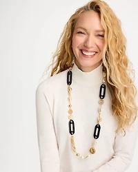 Long Faux Pearl Beaded Necklace