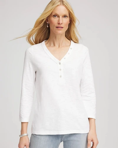 Slub Splitneck Button Tee