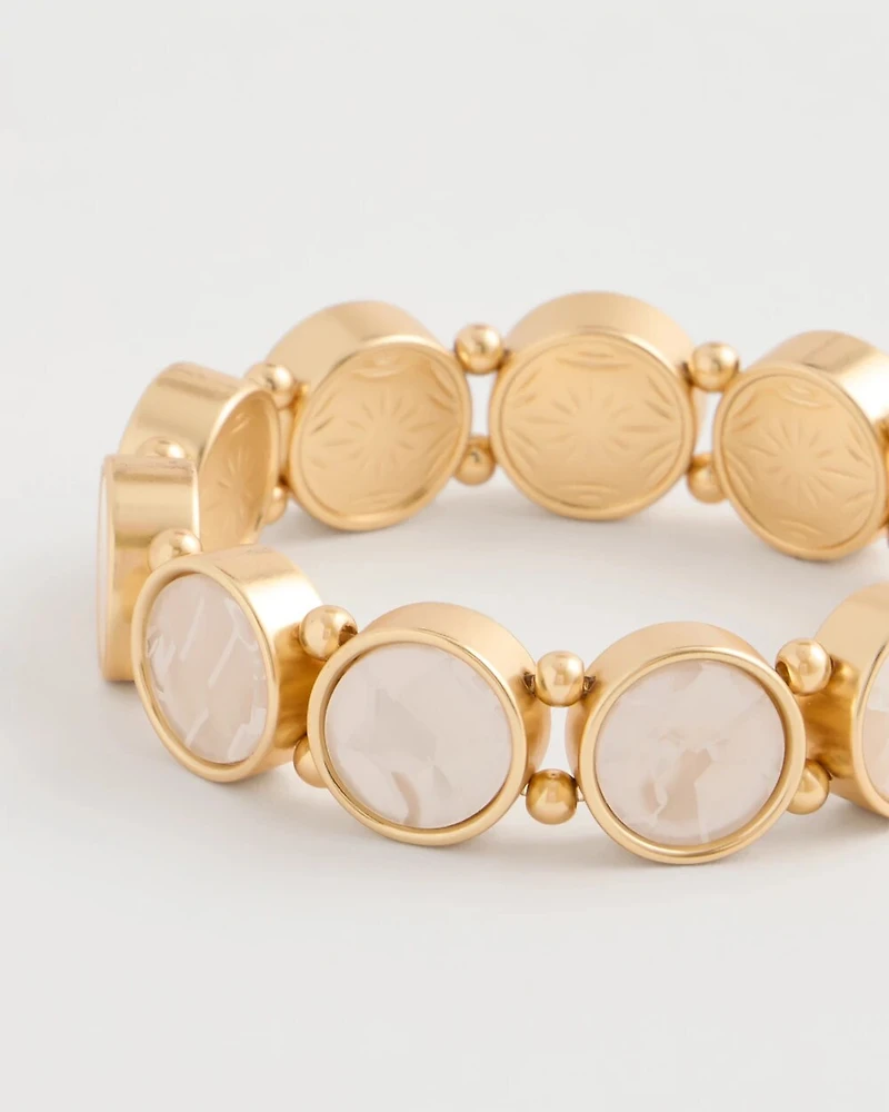 Pearlescent Goldtone Stretch Bracelet