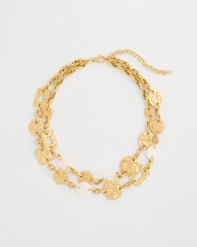 Pearl Hammered Short Necklace