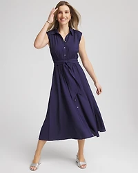 Smocked-Waist Shirtdress