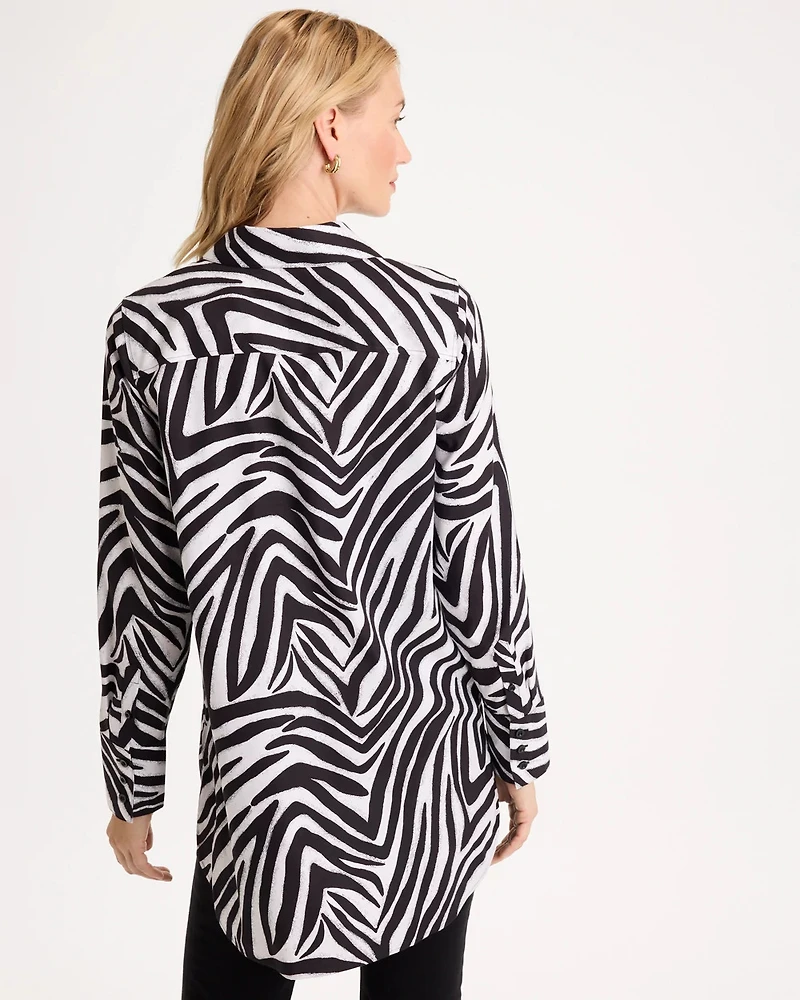 No Iron™ Stretch Zebra Animal Print Tunic