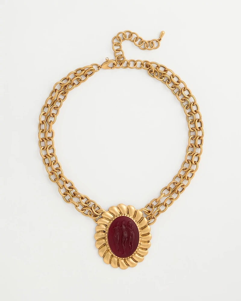 Statement Pendant Double-Strand Necklace