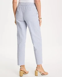 Striped Seersucker Straight Ankle Pants
