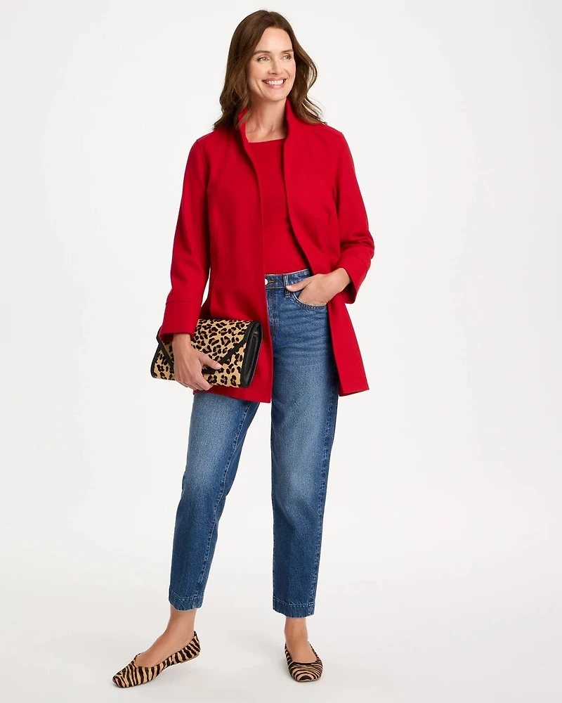 Melton Long-Sleeve Belted Jacket
