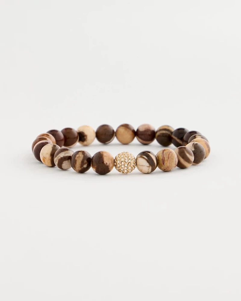 Genuine Zebra Jade Stone Stretch Bracelet