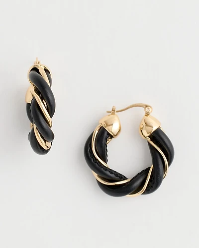 Black Gold Twist Hoop Earrings