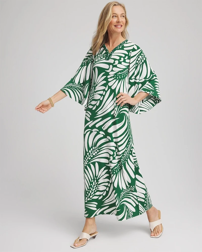 Palm-Front-Motif Beaded Knit Maxi Dress