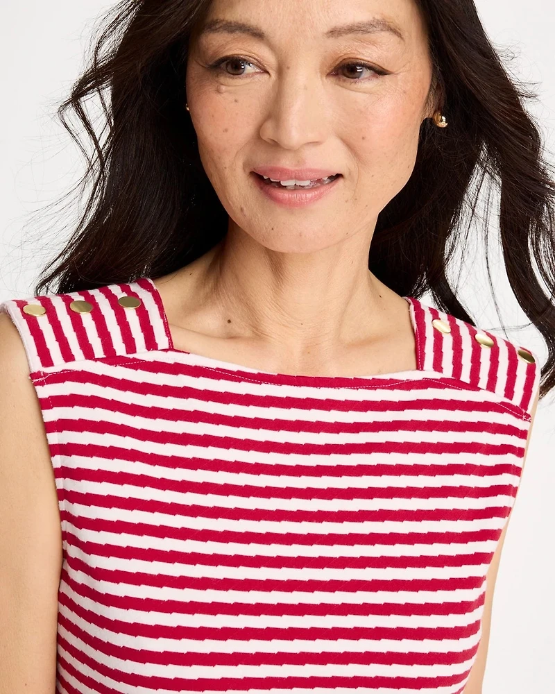 Cotton Striped Button Tee