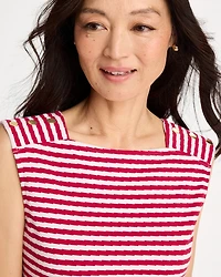 Cotton Striped Button Tee