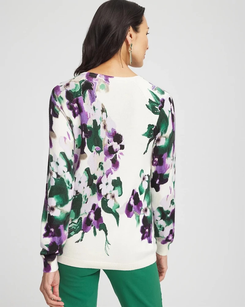 Floral Button Long Sleeve Pullover Sweater