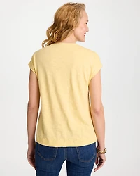 Monochrome Embroidered Cap-Sleeve Tee