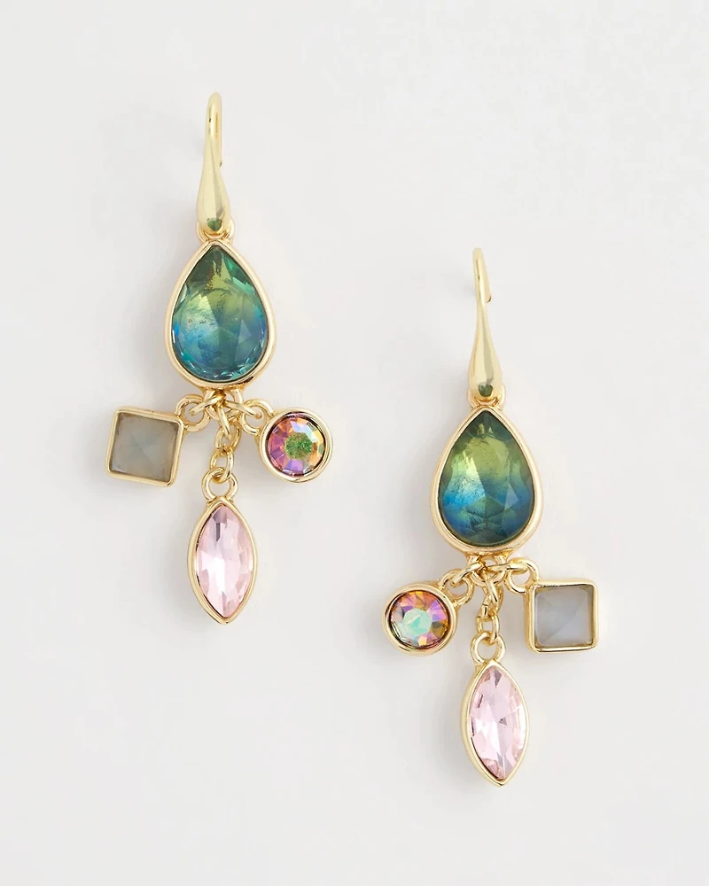 Multi Gem Drop Earrings
