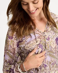 Georgette Ruffle Neck Paisley Blouse