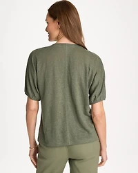Linen Ruched V-Neck Tee