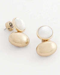 White & Gold Mini Stud Earrings