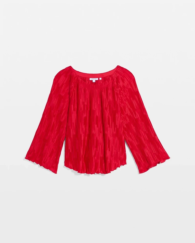 Pleated Flare Sleeve Top