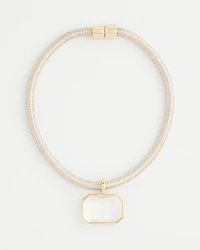 Goldtone Glass Gem Pendant Cord Necklace