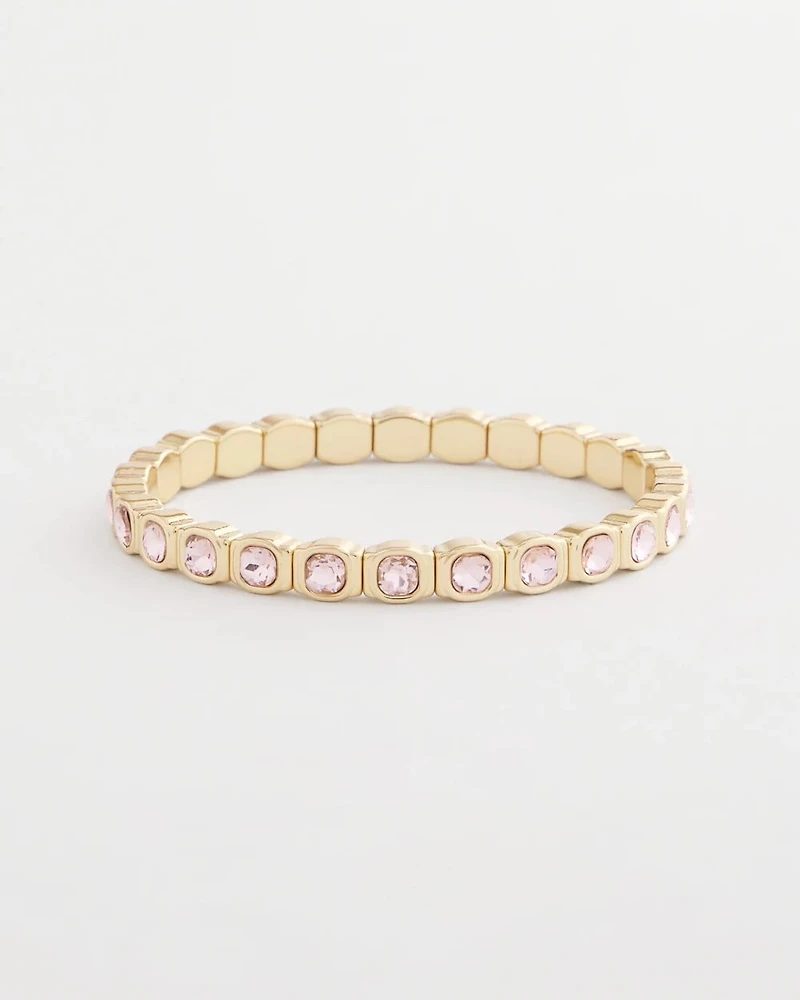 Small Pink Faceted Gem Stretch Bracelet