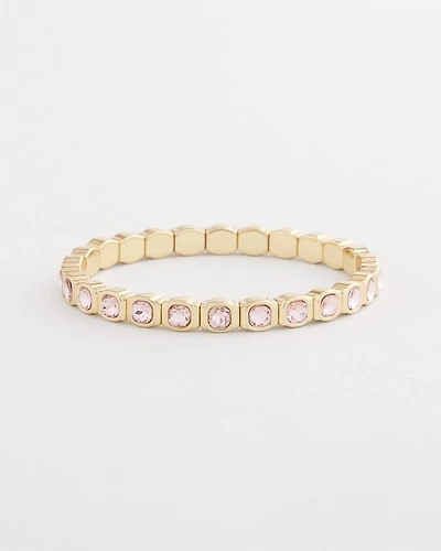 Small Pink Faceted Gem Stretch Bracelet