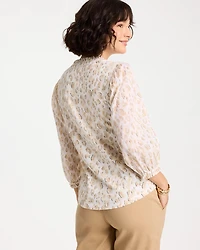 Animal Print Ruffled V-Neck Top