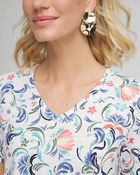 Floral Slub V-Neck Tee