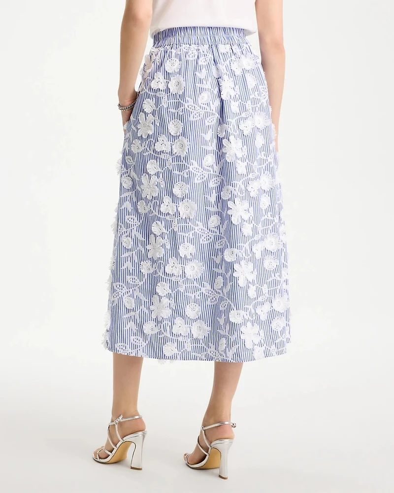 Cotton Embroidered Floral Skirt