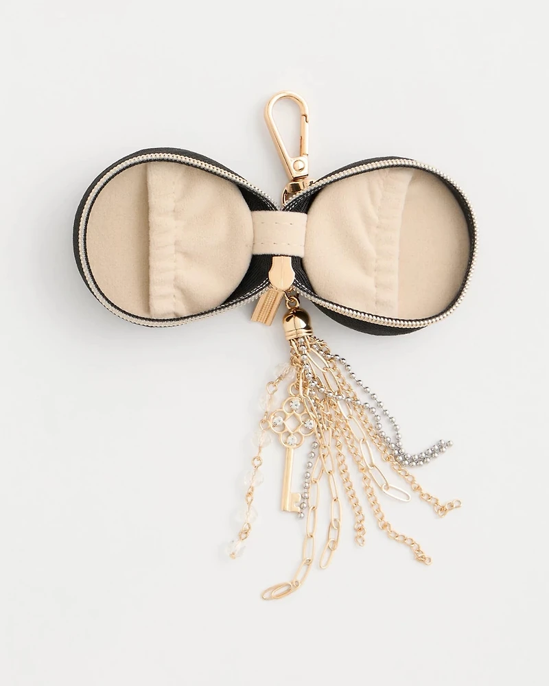 Suede Heart Bag Charm Key Chain
