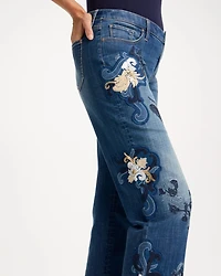 Embellished Girlfriend Straight Ankle Jeans