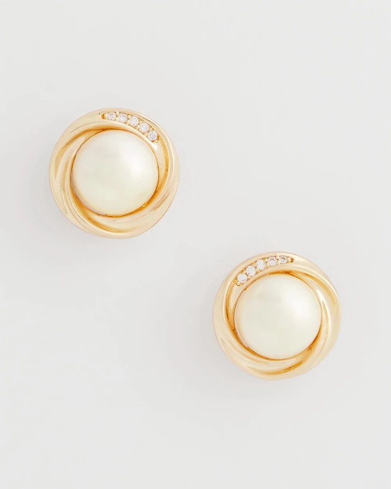 Faux Pearl Clip-On Stud Earrings